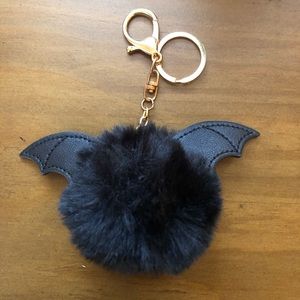 Bat pom pom key chain